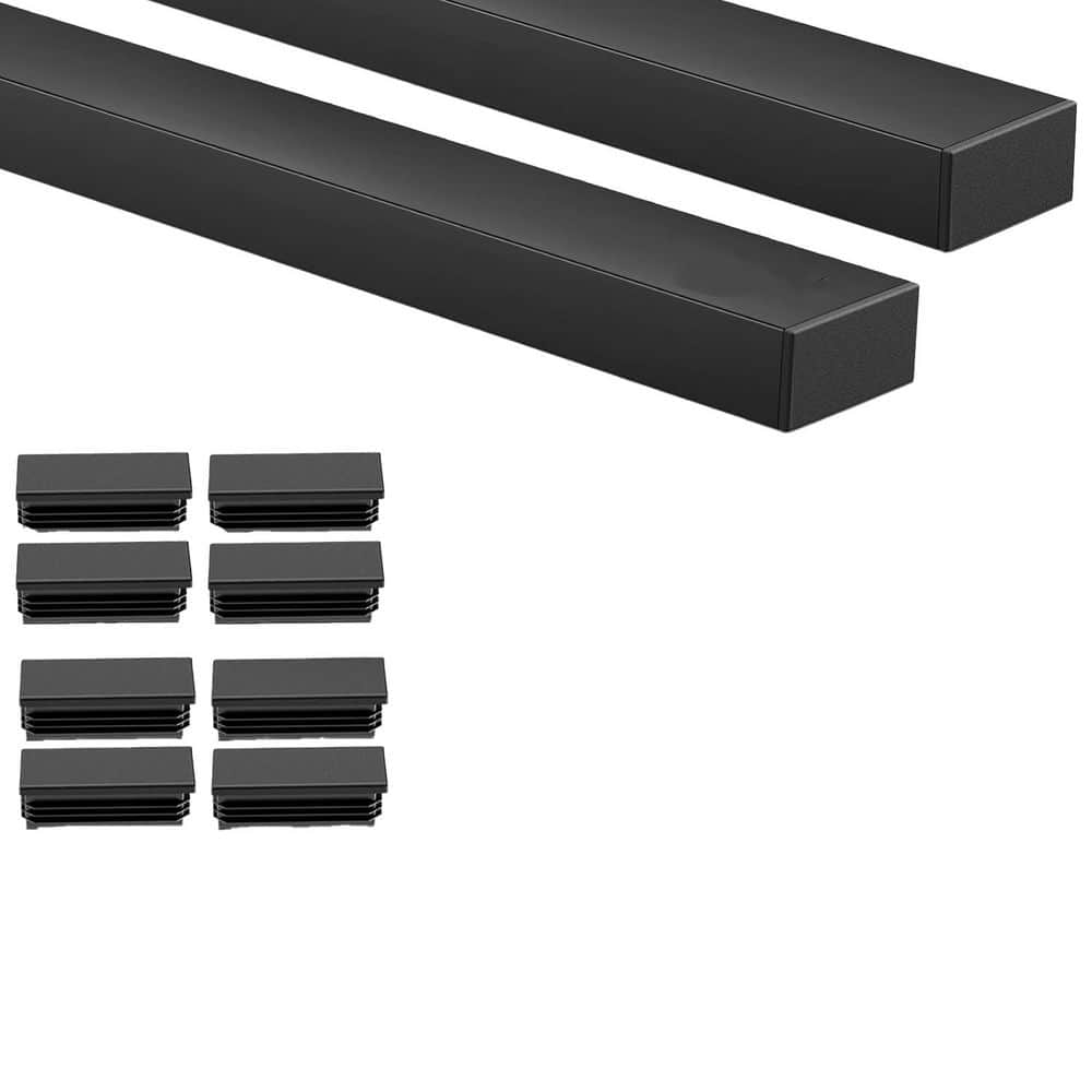 Afoxsos 10 ft. Aluminum Hand Rail 2-Pack Rectangular Flat Top Rail with 8 Nylon End Caps for Coastal Indoor Outdoor Projects (1)
