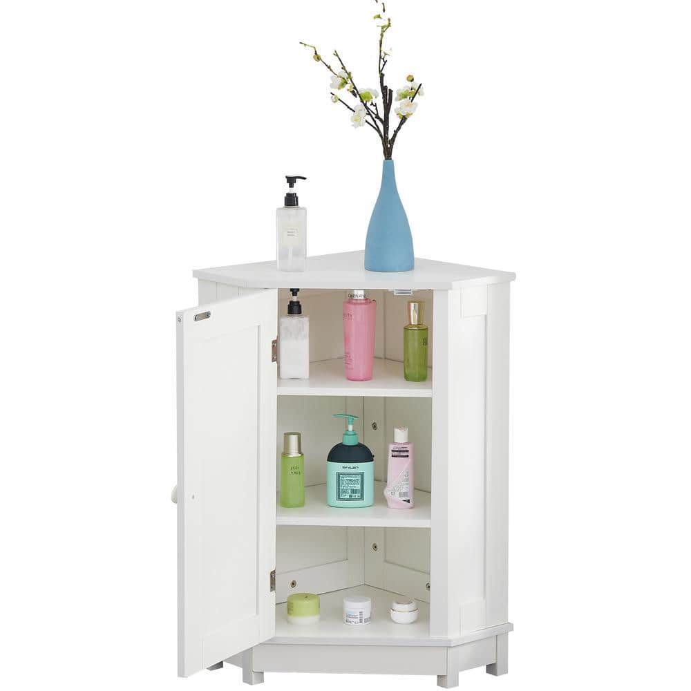 Unbranded 17.5 in. W x 17.5 in. D x 31.4 in. H White Linen Cabinet, Bathroom Cabinet Triangle Corner Storage Cabinet (2)