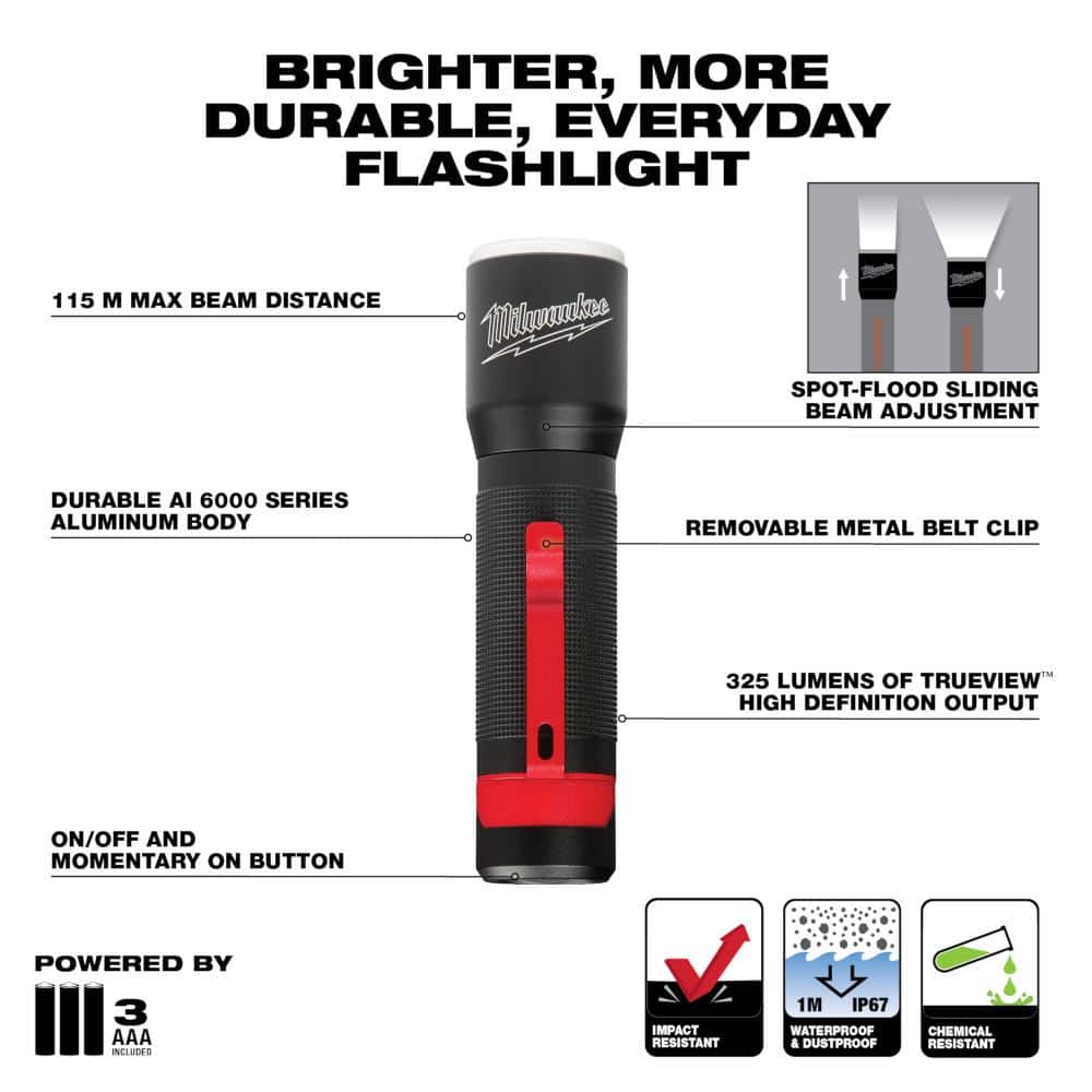 Milwaukee 325 Lumens LED Aluminum Flashlight (4)