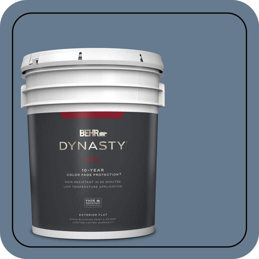 BEHR DYNASTY 5 gal. #S510-5 Skinny Jeans Flat Exterior Stain-Blocking Paint & Primer