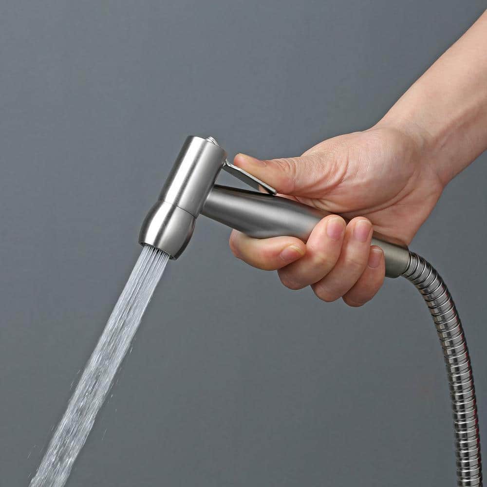 Tileon Non- Electric Bidet Sprayer for Toilet, Handheld Bidet Attachment Cloth Diaper Sprayer in. Brushed Nickel (2)