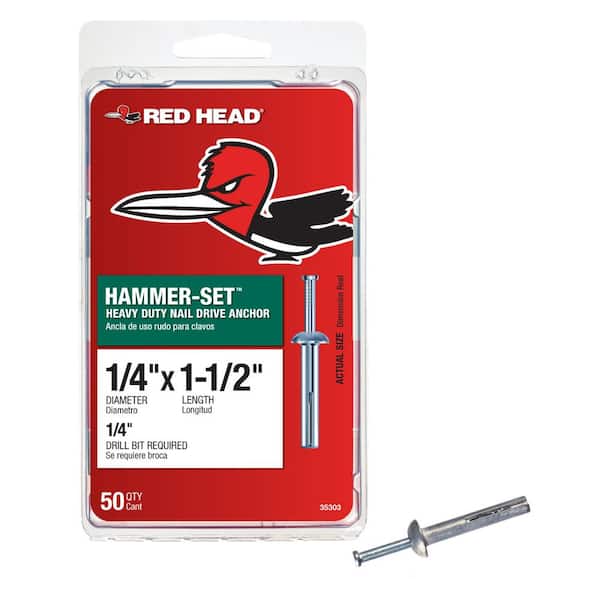 Red Head 1/4 in. x 1-1/2 in. Hammer-Set Nail Drive Concrete Anchors (50-Pack) (2)