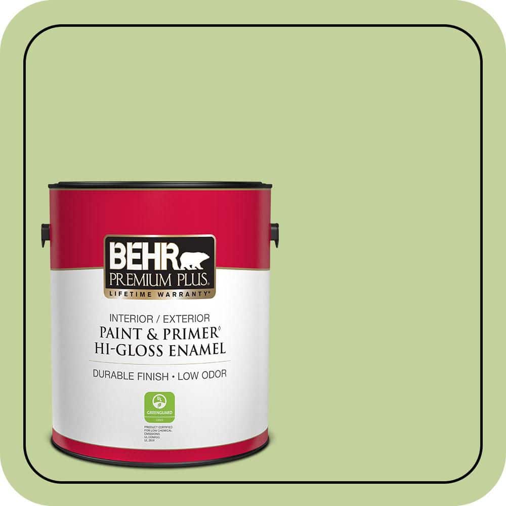 BEHR PREMIUM PLUS 1 gal. #P370-4 Cricket Field Hi-Gloss Enamel Interior/Exterior Paint & Primer