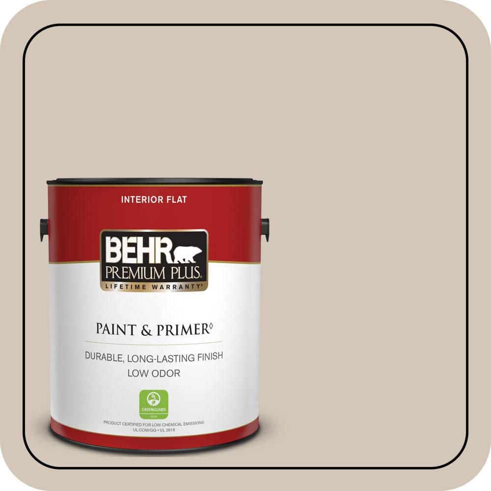 BEHR PREMIUM PLUS 1 gal. #MQ2-50 Gravelstone Flat Low Odor Interior Paint & Primer