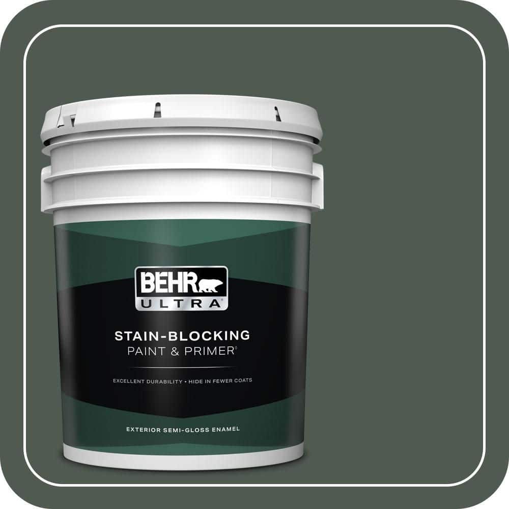BEHR ULTRA 5 gal. #N420-7 Alpine Trail Semi-Gloss Enamel Exterior Paint & Primer