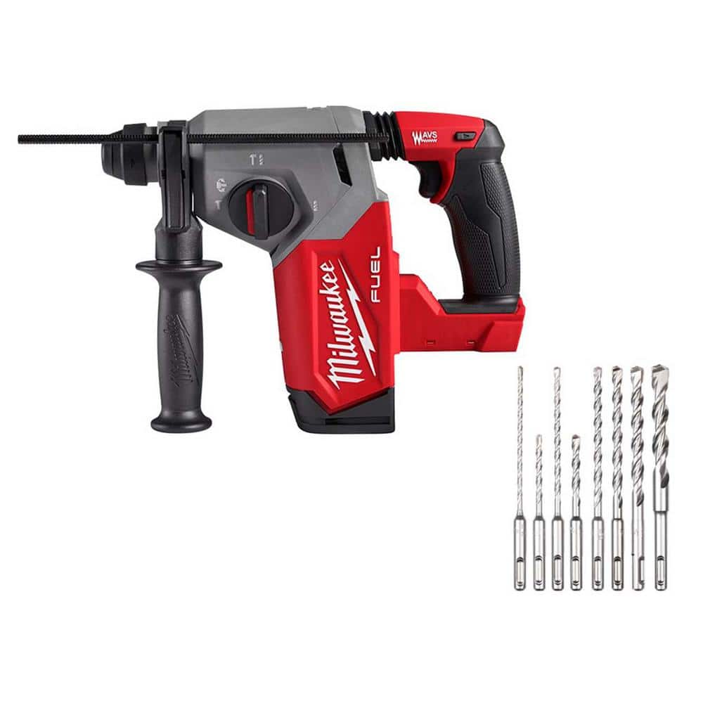 Milwaukee M18 FUEL 18V Lithium-Ion Brushless Cordless 1 in. SDS-Plus Rotary Hammer (Tool-Only) with Carbide Bit Set (8-Piece) (1)