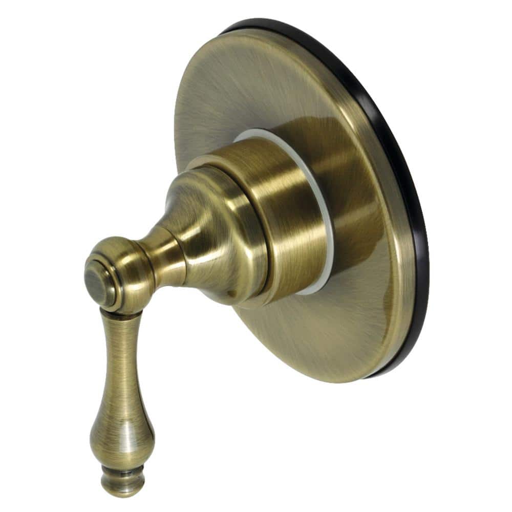 Kingston Brass Single-Handle 1-Hole Wall Mount Three-Way Diverter Valve with Trim Kit in Antique Brass