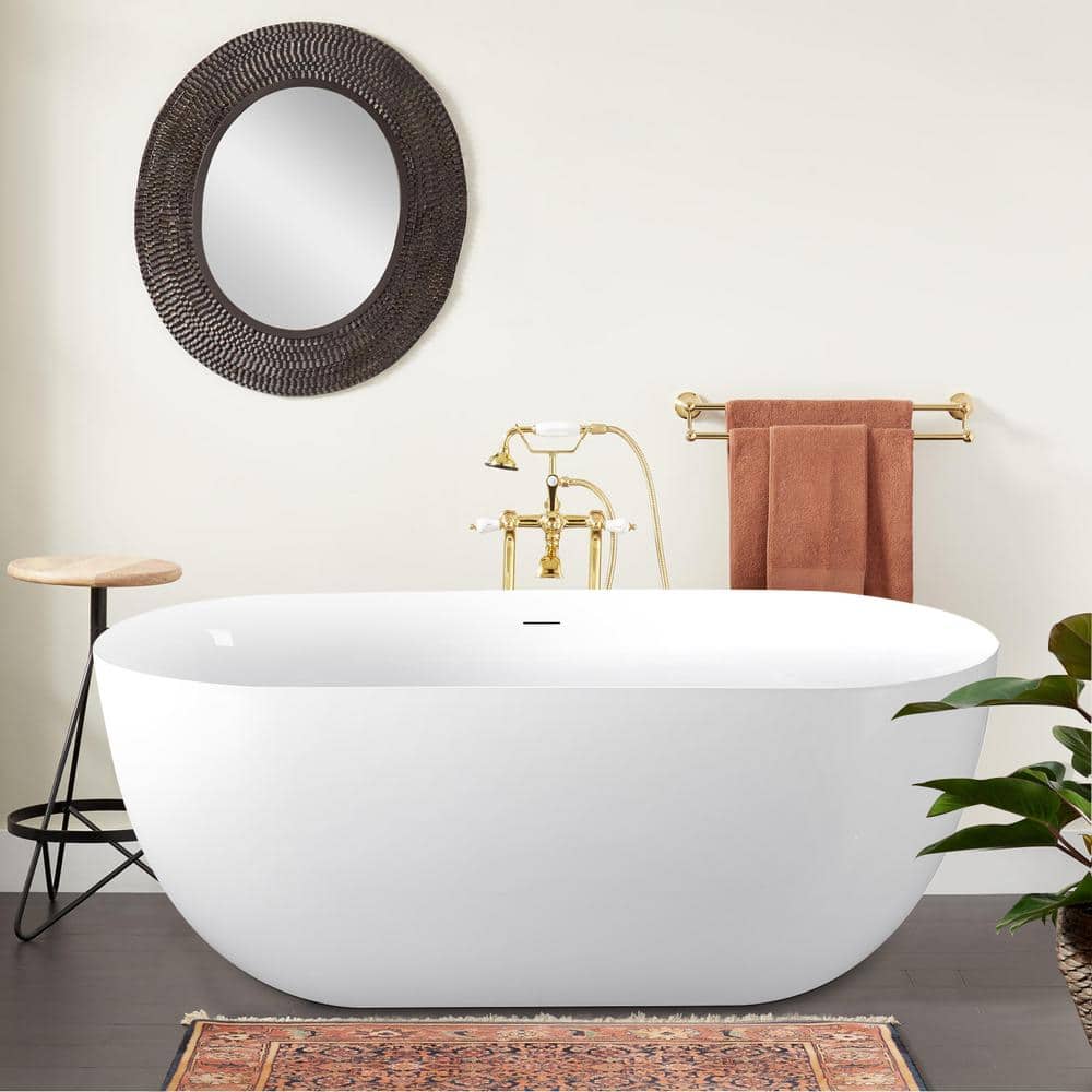 Mokleba 67 in. x 31 in. Acrylic Freestanding Soaking Bathtub in White with Overflow and Drain Included (1)