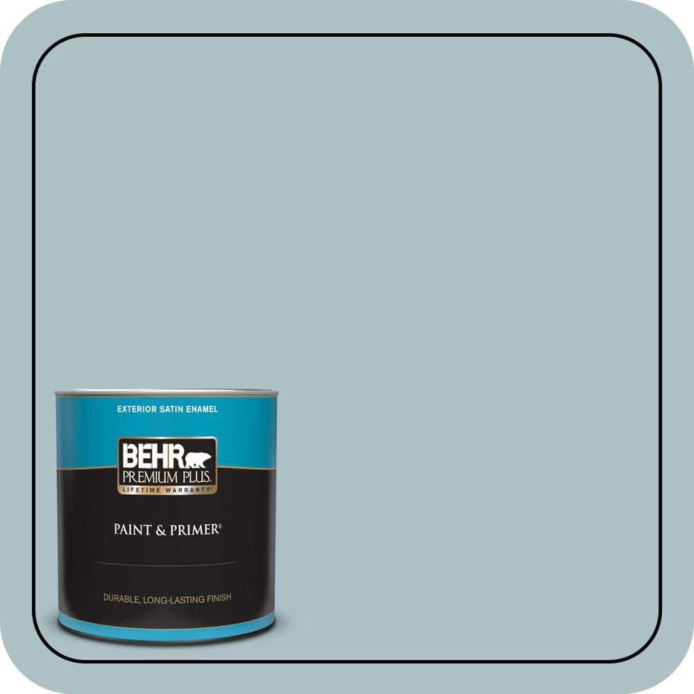 BEHR PREMIUM PLUS 1 qt. #PPU13-14 Ozone Satin Enamel Exterior Paint & Primer