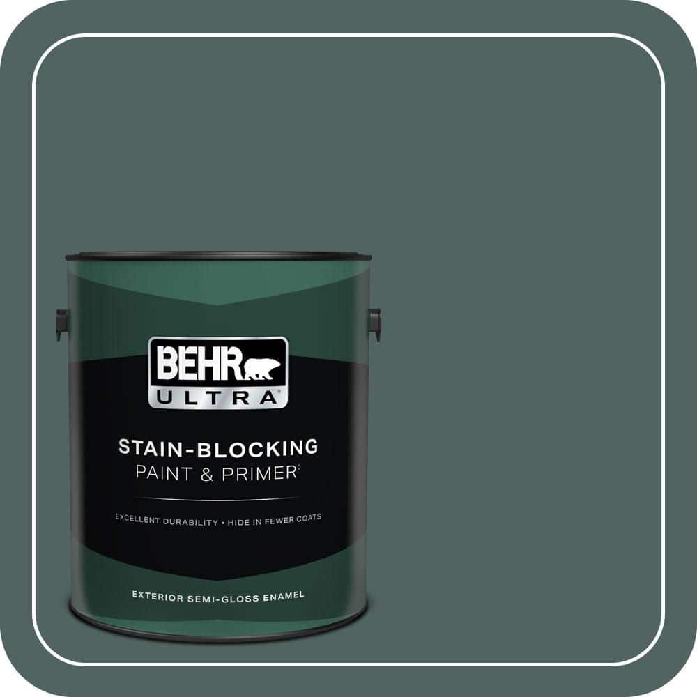 BEHR ULTRA 1 gal. #S430-7 Blue Fir Semi-Gloss Enamel Exterior Paint & Primer
