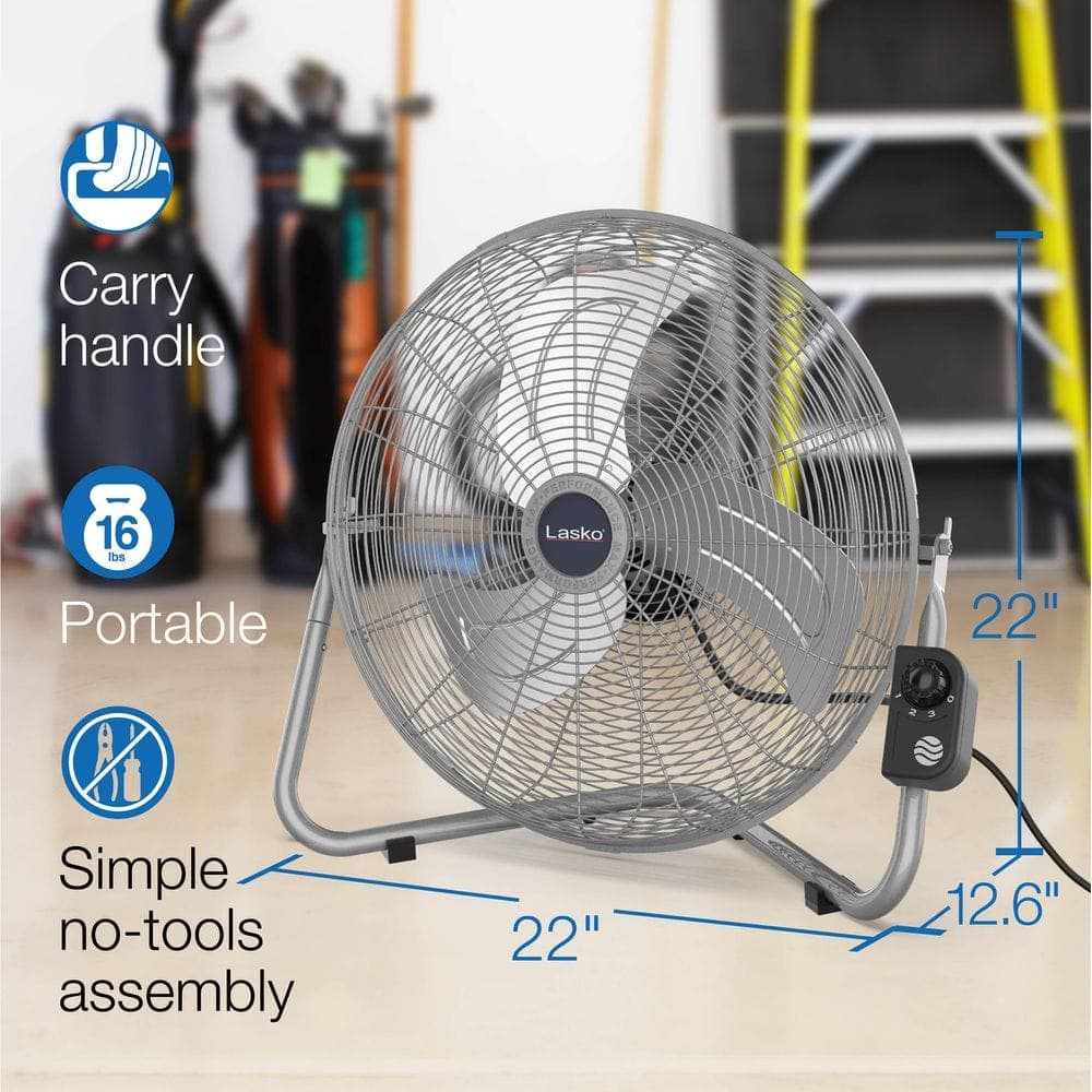 Lasko High Velocity 20 in. 3 Speed Metallic Floor Fan with QuickMount Wall-Mounting System (3)