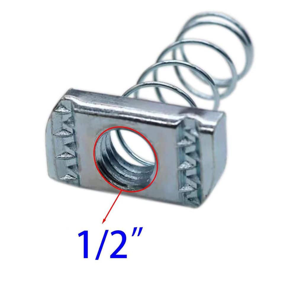 Ahfiwaso 1/2 in. - 13 Long Spring Strut Channel Nuts with Zinc Electroplate Finish for Great Use Unistrut Channels, 10-Packs (2)