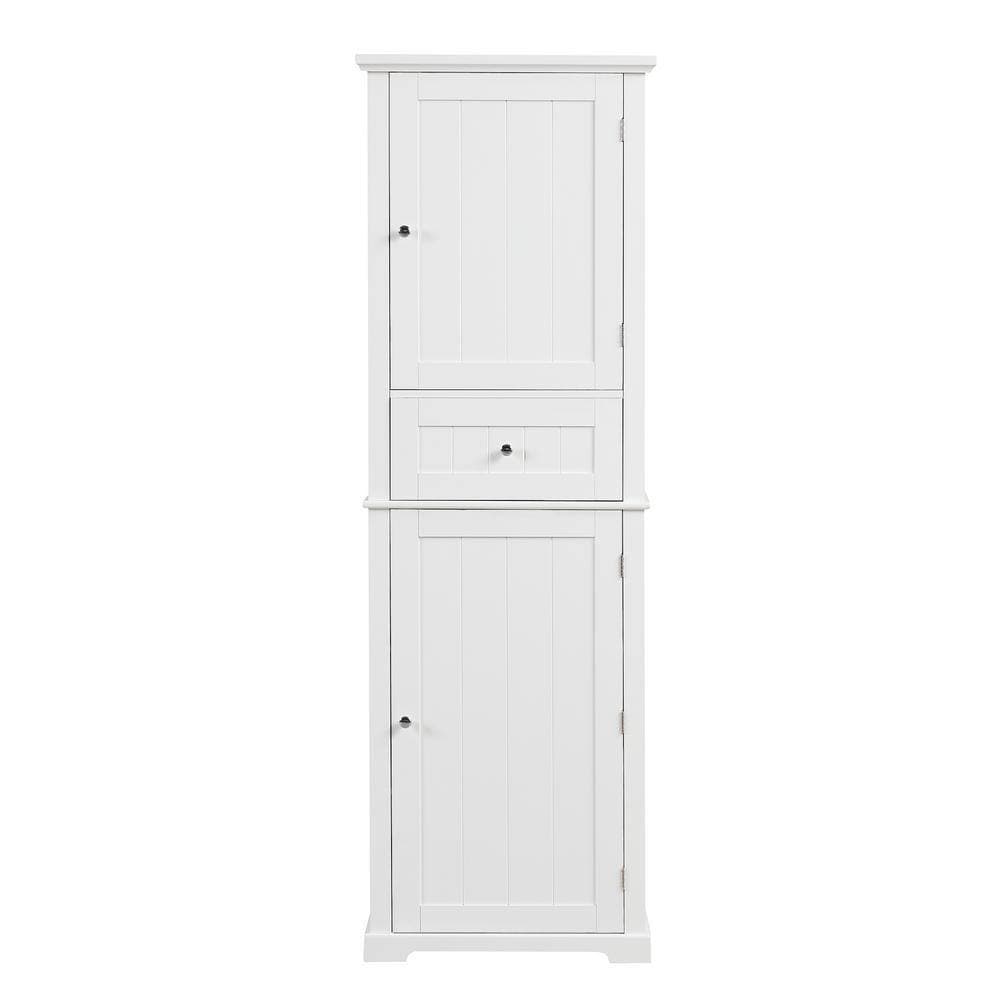 Unbranded 22 in. W x 11 in. D x 67 in. H White MDF Linen Cabinet with Adjustable Shelf (2)