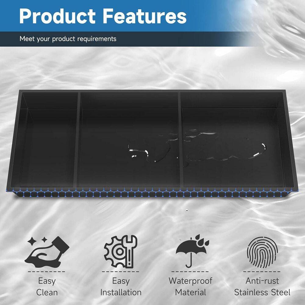 HOMEMYSTIQUE 13 in. W x 31 in. H x 4 in. D Stainless Steel Shower Niche in Matte Black (2)