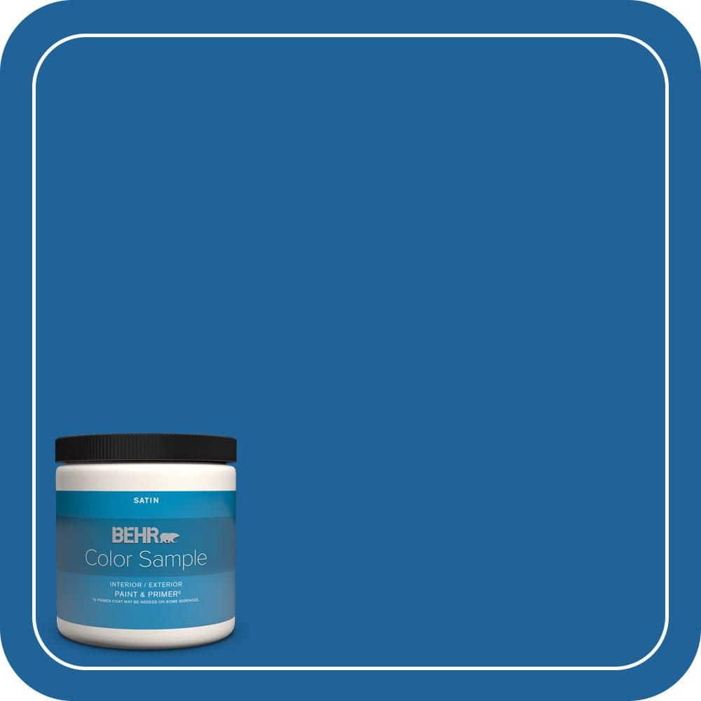 BEHR PREMIUM PLUS 8 oz. #570B-7 Cobalt Glaze Satin Enamel Interior/Exterior Paint & Primer Color Sample