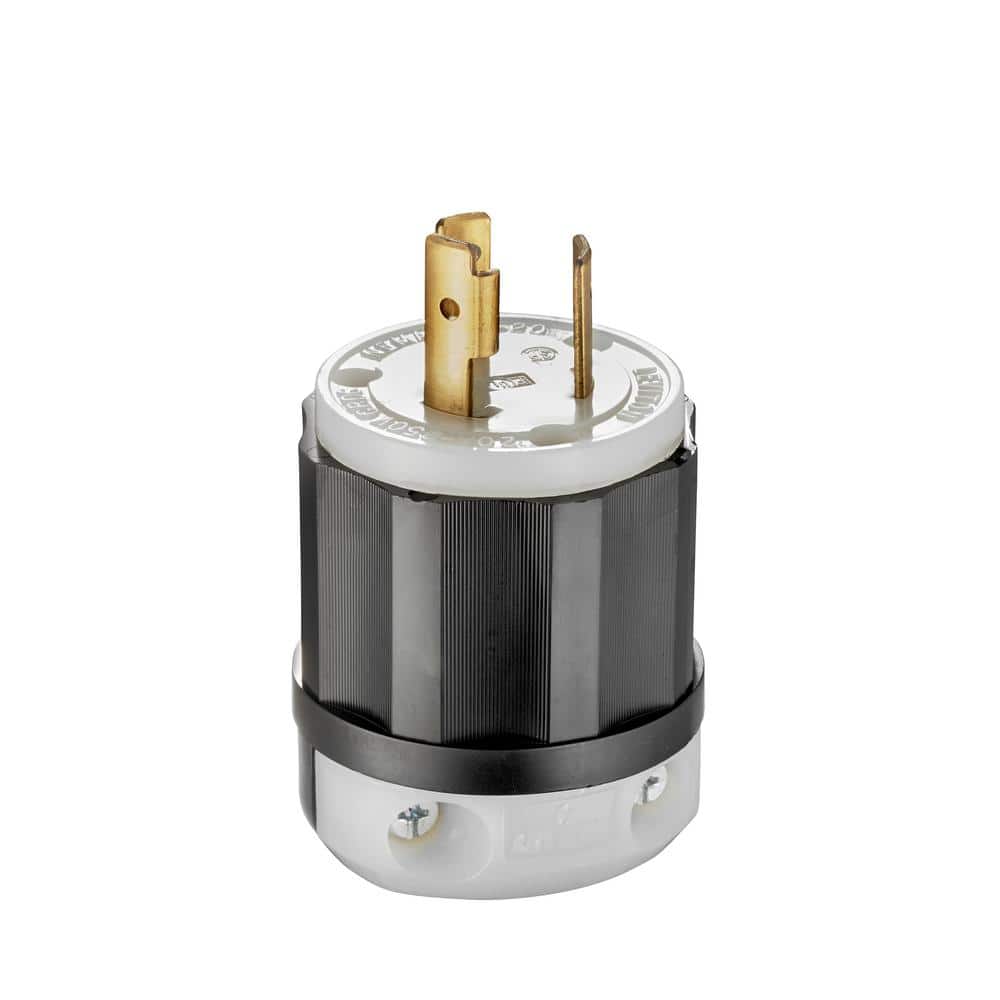 Leviton 20 Amp 250-Volt Locking Plug, Black and White 2321-CS (1)