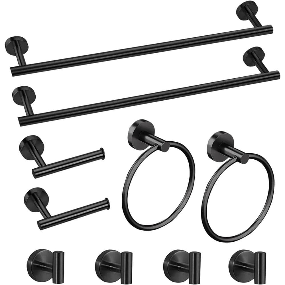 Unbranded 10-Pieces Stainless Steel Bath Hardware Towel Bar, Ring, Robe, Hook, Toilet Paper Holder