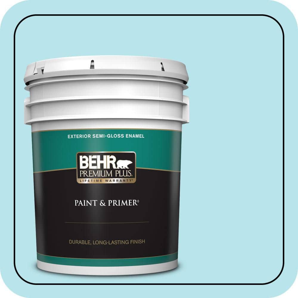 BEHR PREMIUM PLUS 5 gal. #510A-3 Fresh Water Semi-Gloss Enamel Exterior Paint & Primer