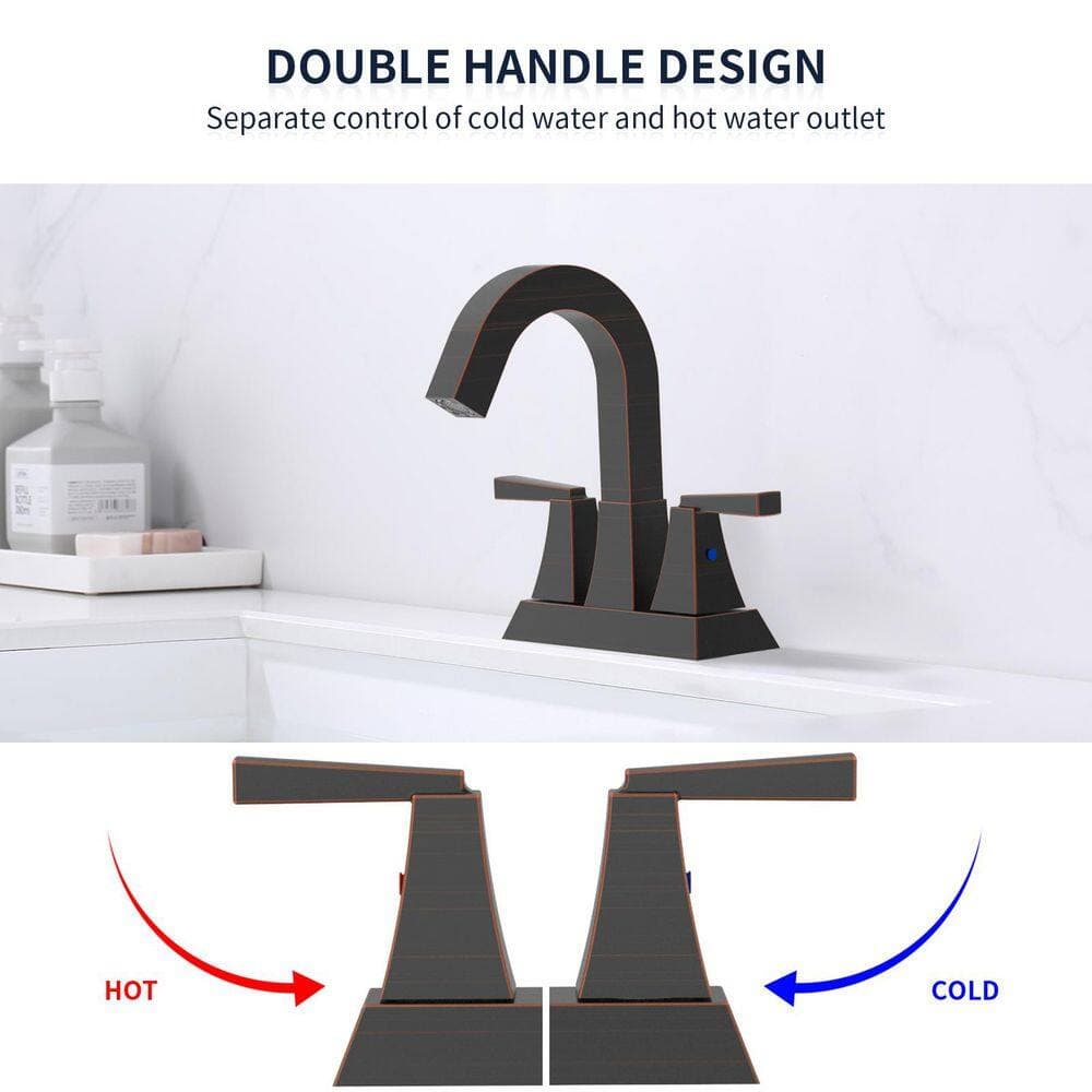 BEARSOLIM Bathroom Sink 2 Handle Bathroom Bidet Faucet,with Overflow Hole and 2 Supply Lines Included,Vanity Basin Faucet in black (3)