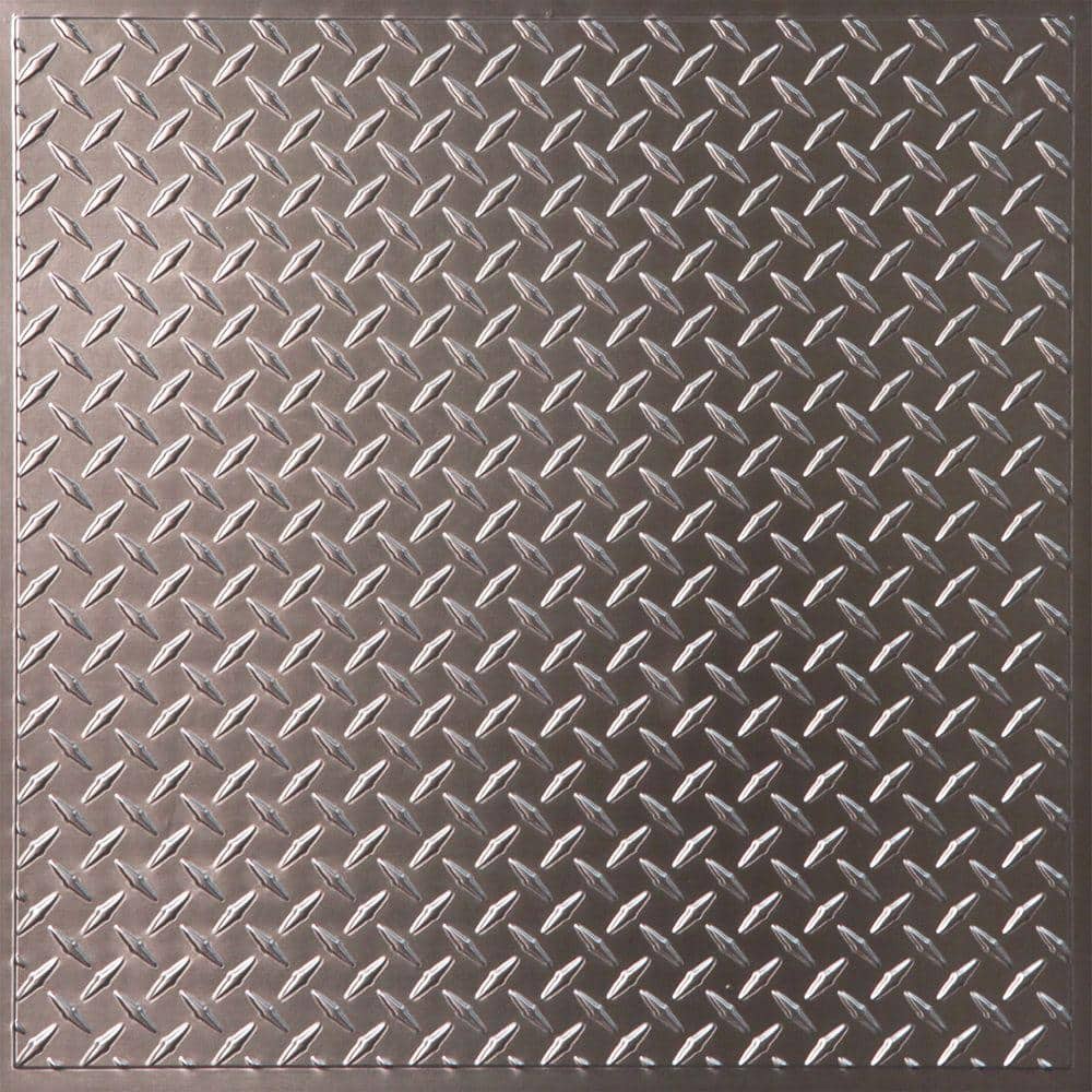 Ceilume Diamond Plate Faux Tin 2 ft. x 2 ft. Lay-in or Glue-up Ceiling Panel (Case of 6)