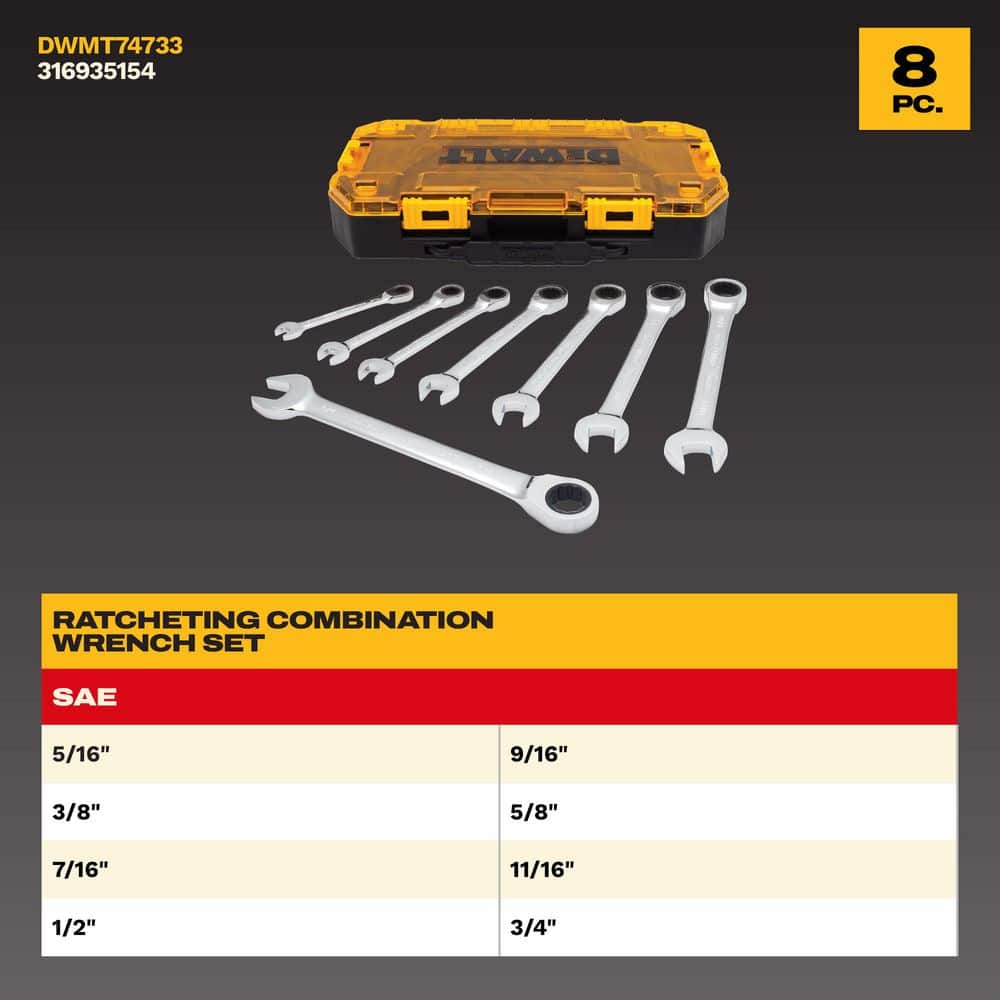 DEWALT Ratcheting SAE Combination Wrench Set (8-Piece) (2)