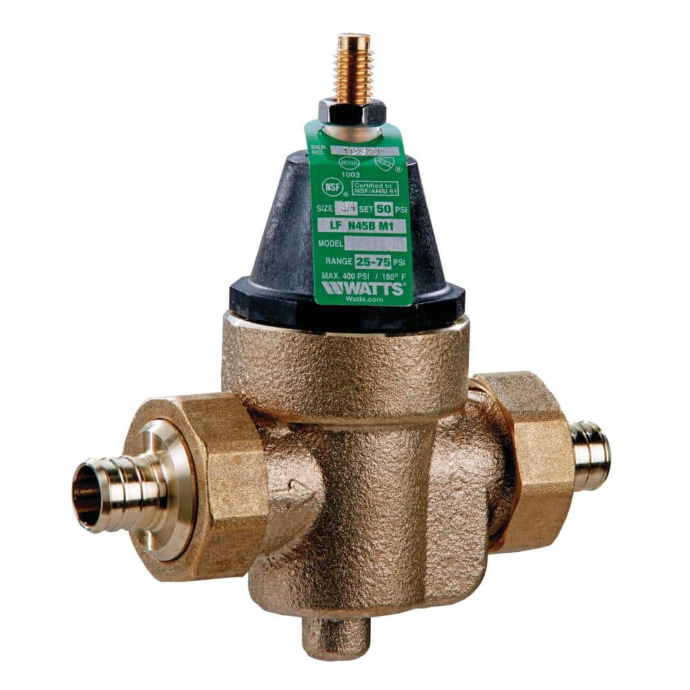 Watts 3/4 in. Lead Free Water Pressure Reducing Valve, Double Union, PEX x PEX, Elastomer Disc, Max 400 PSI, Adjust 25-75 PSI (2)