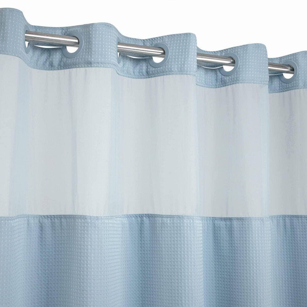 Wudkey 71 in. W x 74 in. L Polyester Shower Curtain Set in Blue, Semi-Sheer, Spring Moisture Proof with Snap-in Liner (3)