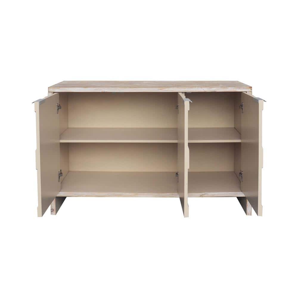 Unbranded 46.25 in. W x 15.75 in. D x 31.5 in. H Natural Beige Linen Cabinet with Featuring 2-Tier Storage and 3-Door (3)