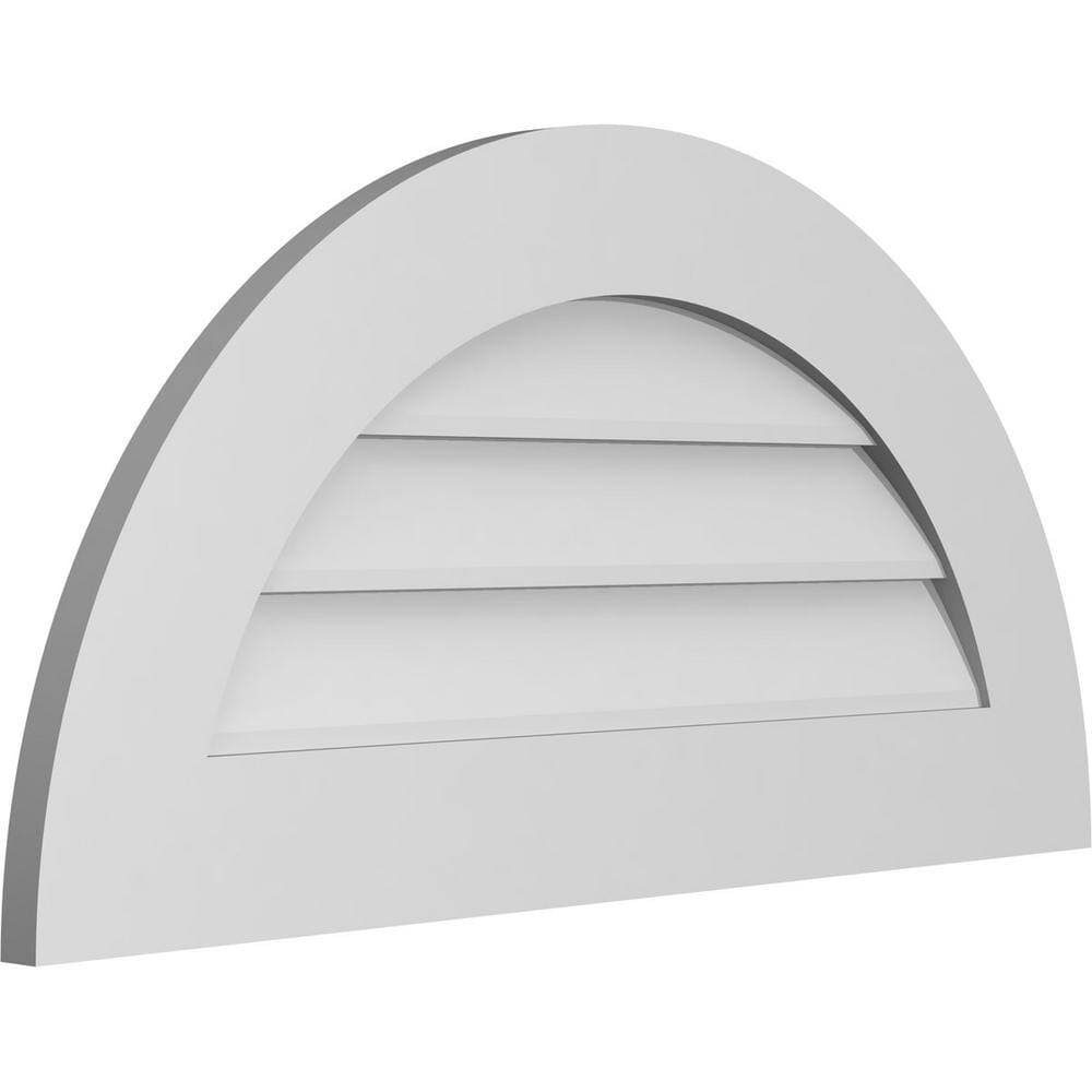 Ekena Millwork 32 in. x 16 in. Half Round Surface Mount PVC Gable Vent: Decorative with Standard Frame (2)