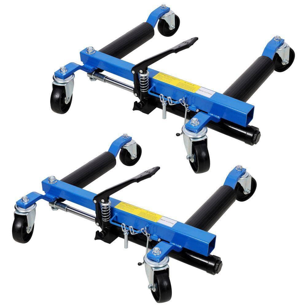 Huluwat Blue 2-Pack 1500 lb. Capacity Heavy Duty Steel Hand Truck Wheel Dolly with Foot Positioning Hydraulic Lift