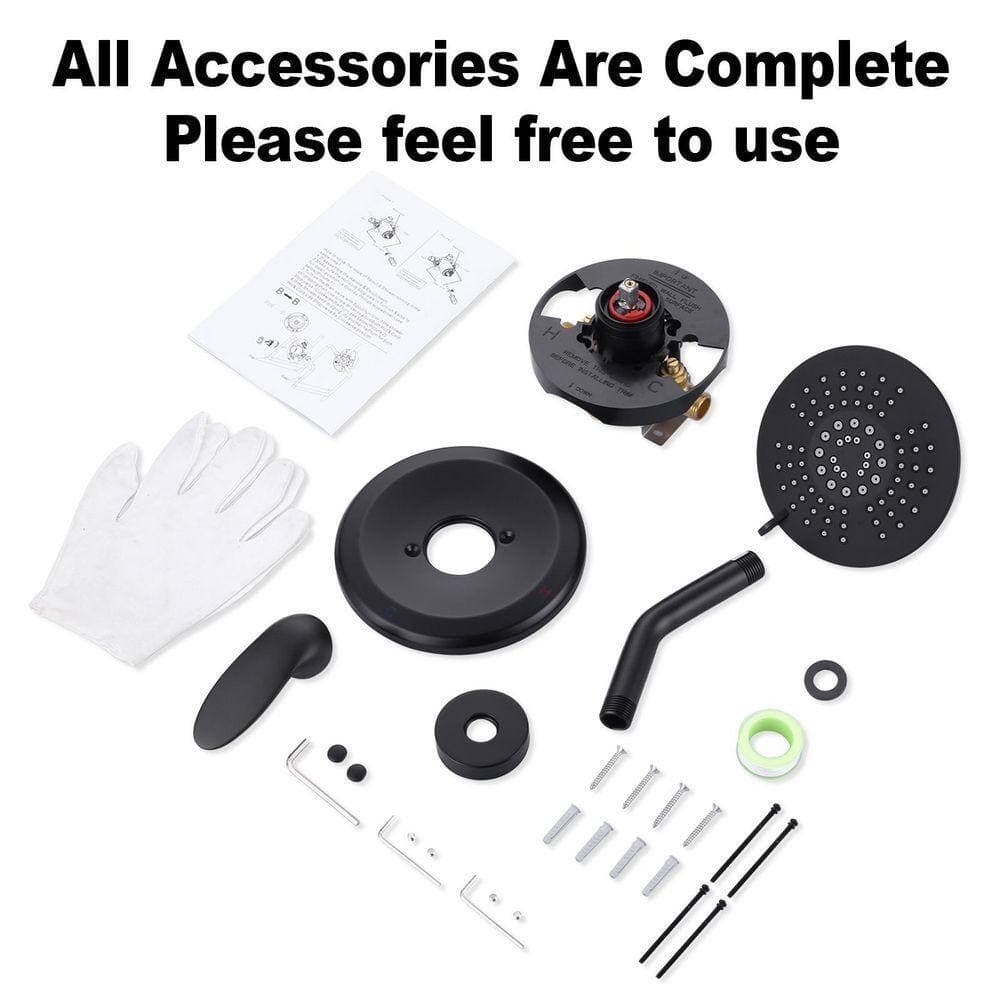 IVIGA Single Handle 5-Spray Shower Faucet 1.8 GPM with Pressure Balance Valve in Matte Black (2)