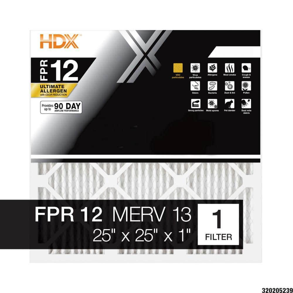 HDX 25 in. x 25 in. x 1 in. Ultimate Allergen Pleated Air Filter FPR 12, MERV 13