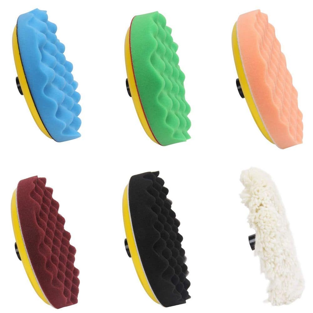 LAIFUCAM 7-Inch Polyurethane Buffing and Polishing Pad Kit with Hook and Loop Backing for Car Detailing (7 Piece Kit) (2)