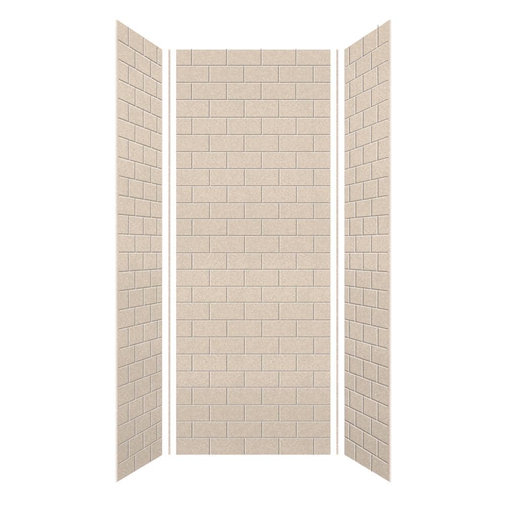 Transolid SaraMar 36 in. x 36 in. x 96 in. 3-Piece Easy Up Adhesive Alcove Shower Wall Surround in Cashew (2)