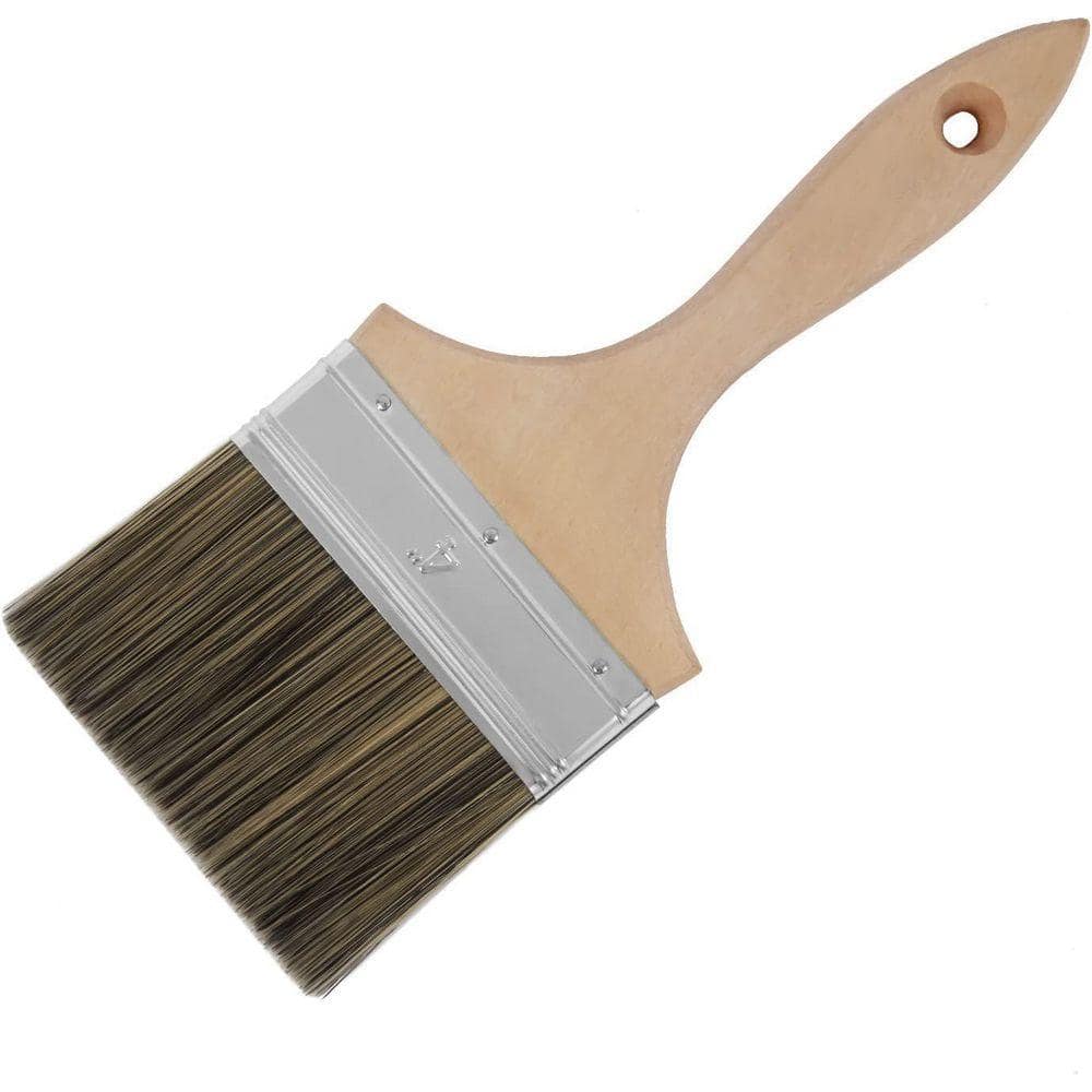 KIWDZFU 4 in. Double Thick Chip Paint Brush for Walls and Fence Staining with Wooden Handle for Varnish Paste Gesso Limewash (1)