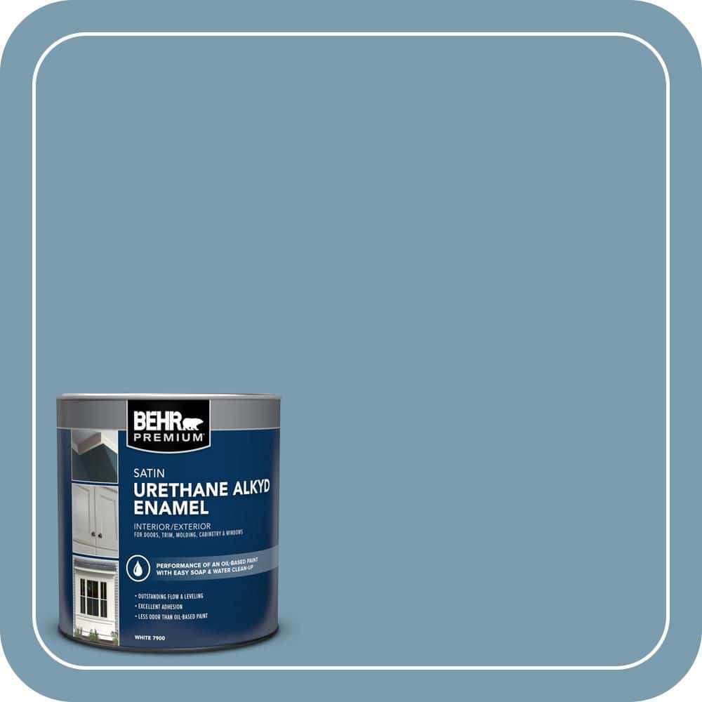 BEHR PREMIUM 1 qt. #550F-4 Cool Dusk Satin Enamel Urethane Alkyd Interior/Exterior Paint (1)