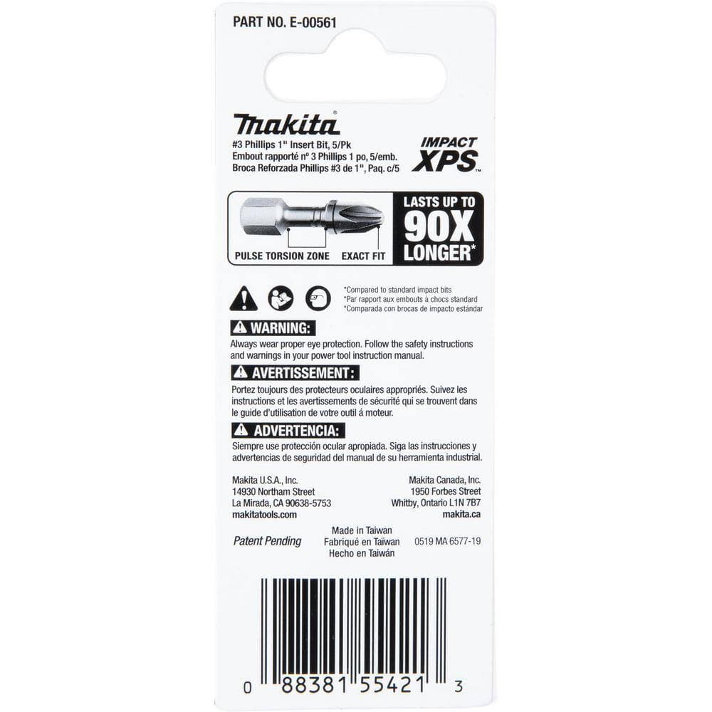 Makita IMPACT XPS #3 Phillips 1 in. Insert Bit (4)