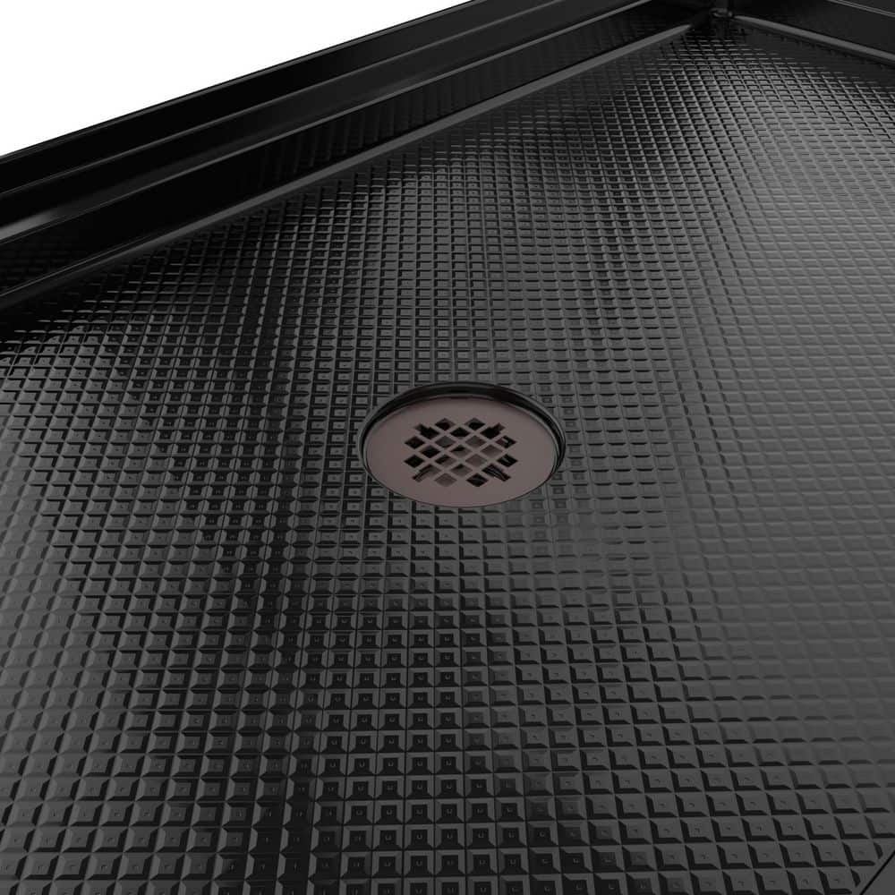DreamLine SlimLine 60 in. L x 30 in. W Alcove Rectangular Black Shower Pan Base with 2 in. Round Center Drain in Oil Rubbed Bronze (3)