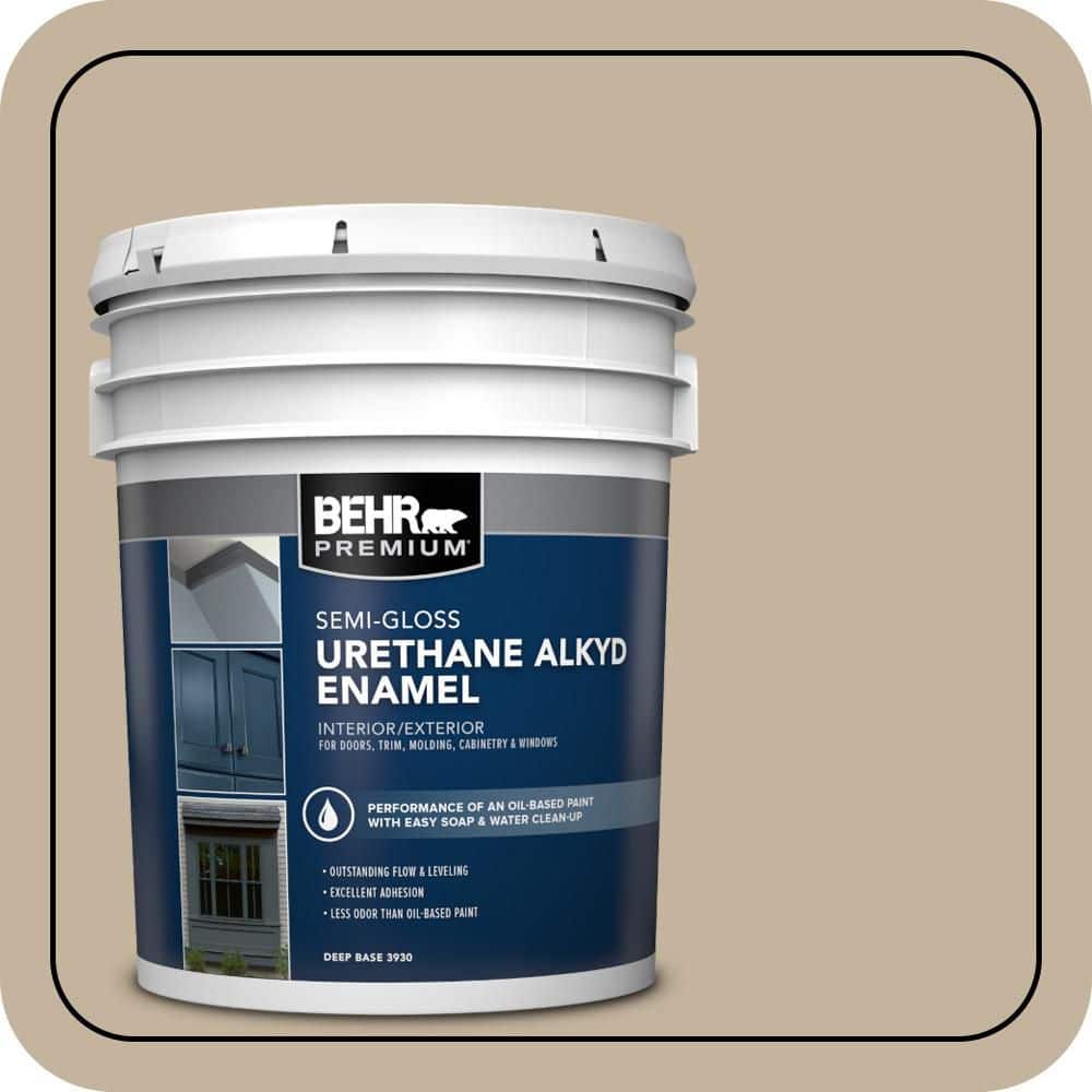 BEHR PREMIUM 5 gal. #BNC-03 Essential Brown Urethane Alkyd Semi-Gloss Enamel Interior/Exterior Paint