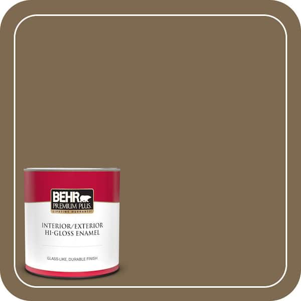 BEHR PREMIUM PLUS 1 qt. #N300-7 Mayan Ruins Hi-Gloss Enamel Interior/Exterior Paint & Primer (2)