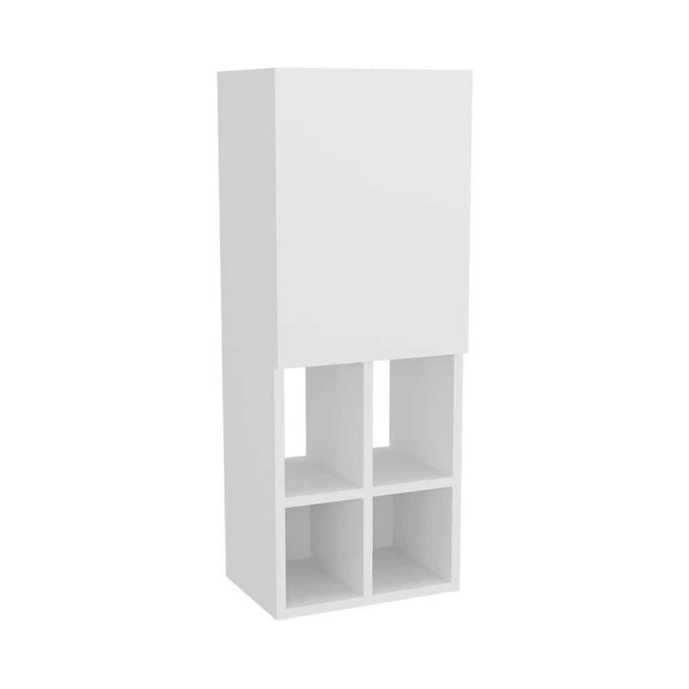 YSQCAR 12.2 in. W x 9.25 in. D x 31.5 in. H Bathroom Storage Wall Cabinet in White with 1 Door, 5 Shelves (1)