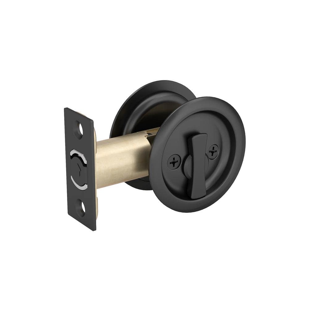 Onward 2-7/16 in. (62 mm) Flat Black Round Privacy Pocket Door Pull