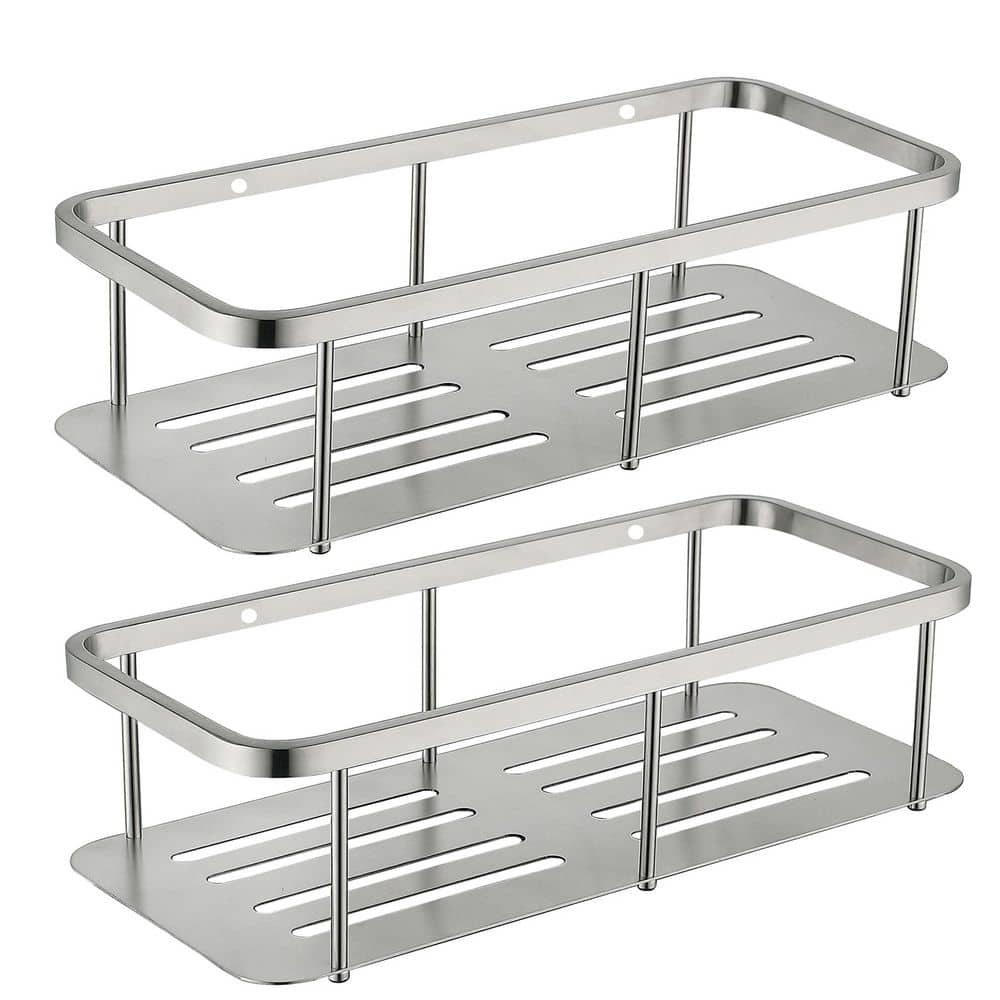 ruiling Wall Mounted Bathroom Organizer Basket Stainless Steel Shower Caddy Shelf Basket in Brushed Nickel-2 Pack