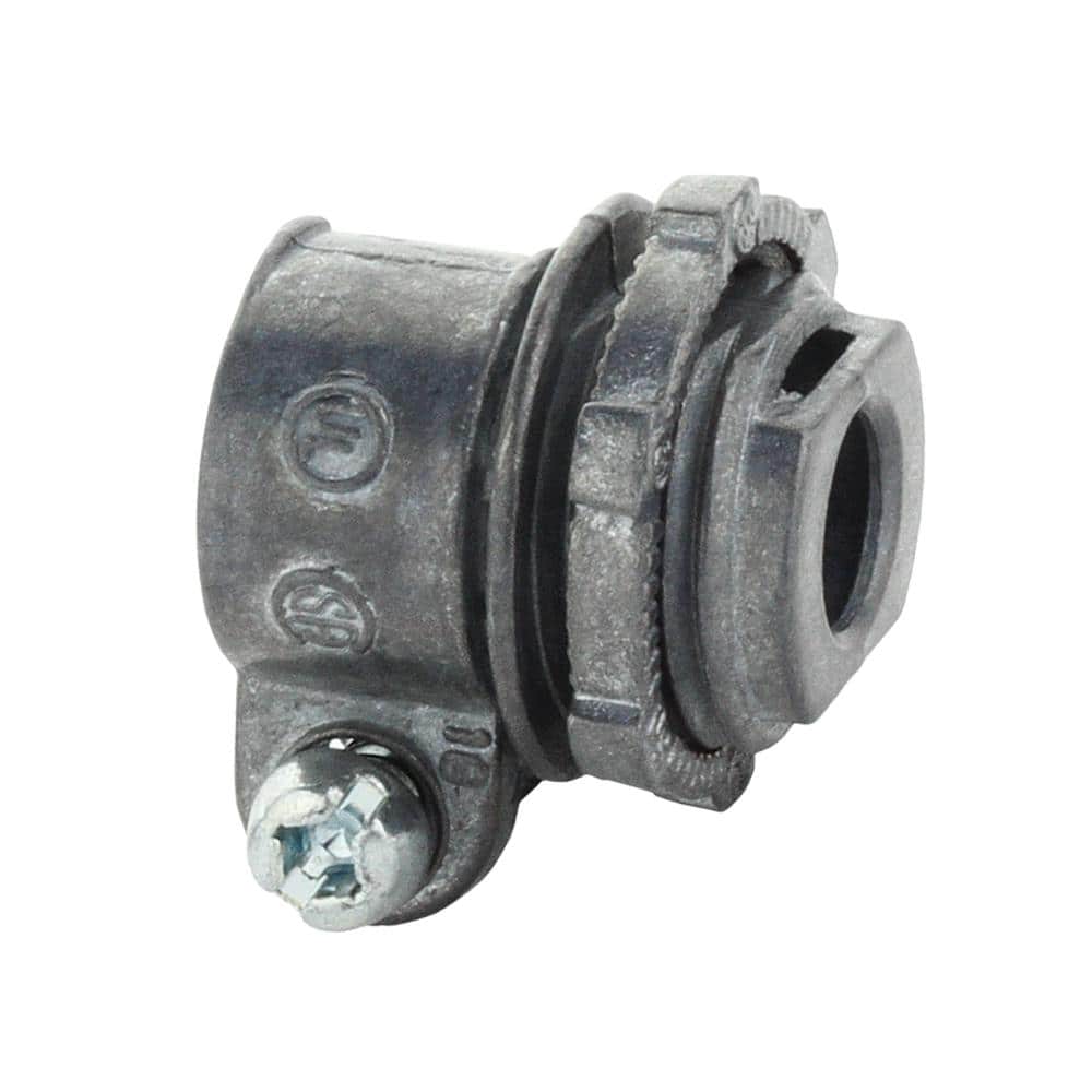 Commercial Electric 3/8 in. (1/2 in. Knockout) Flexible Metal Conduit (FMC) Squeeze Connector (3-Pack) (1)