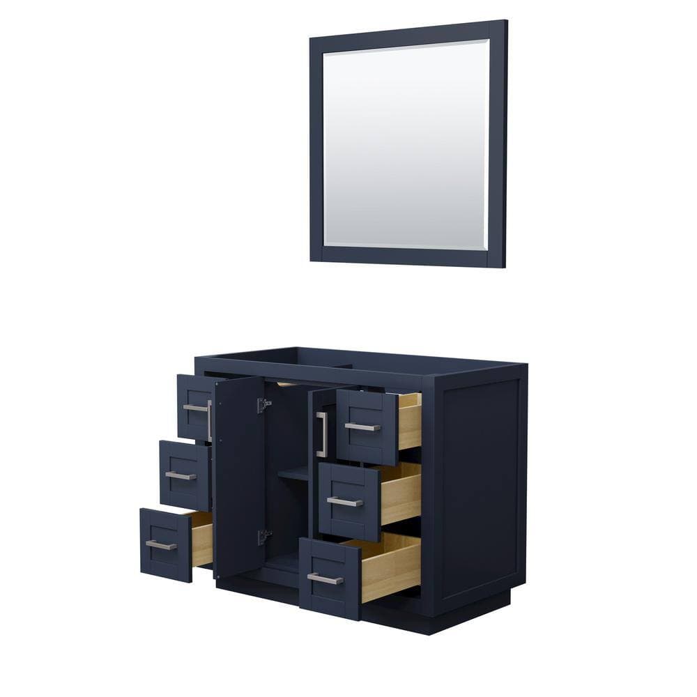Wyndham Collection Miranda 41.25 in. W x 21.75 in. D Single Bath Vanity Cabinet Only with Mirror in Dark Blue (2)