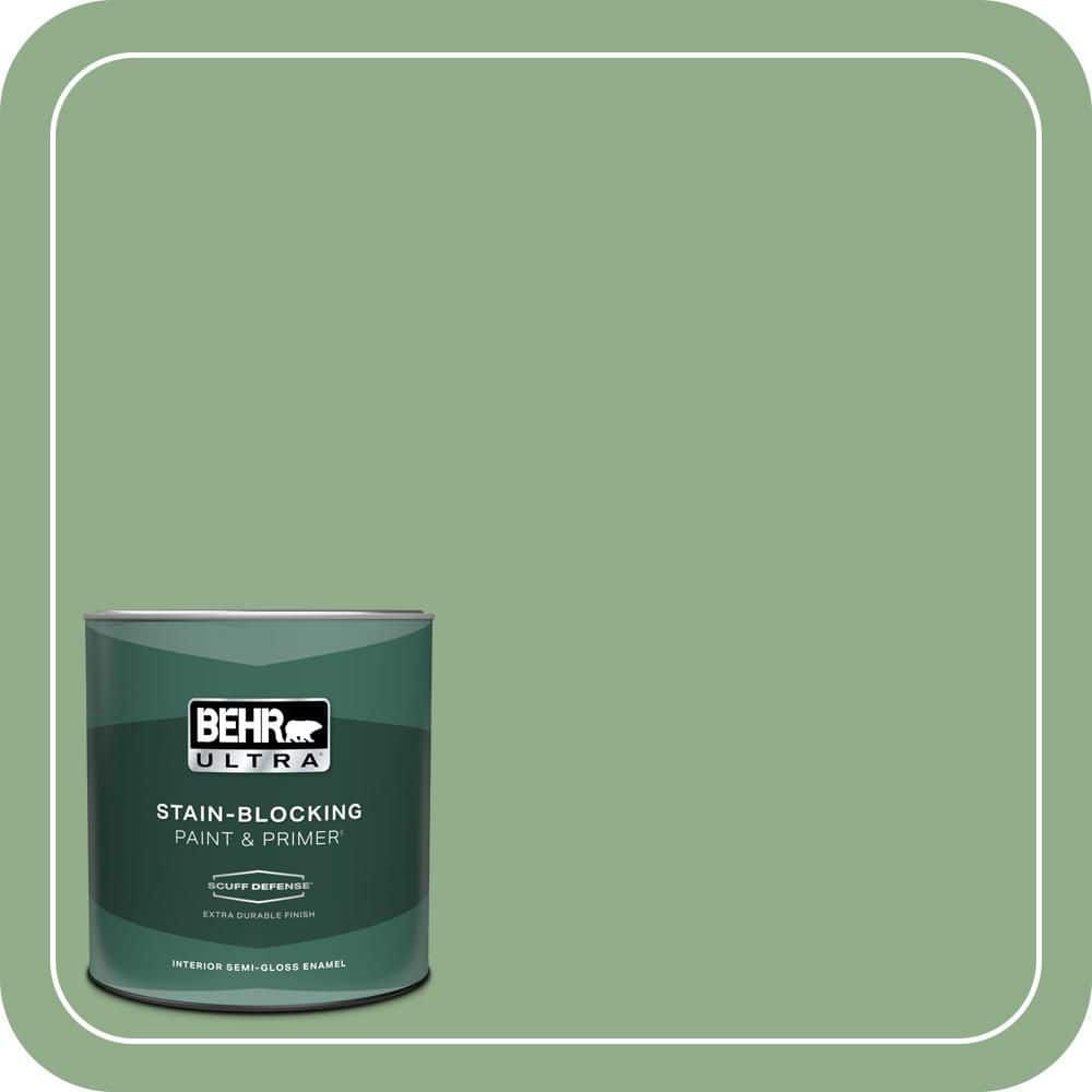 BEHR ULTRA 1 qt. #MQ6-46 Flora Green Extra Durable Semi-Gloss Enamel Interior Paint & Primer