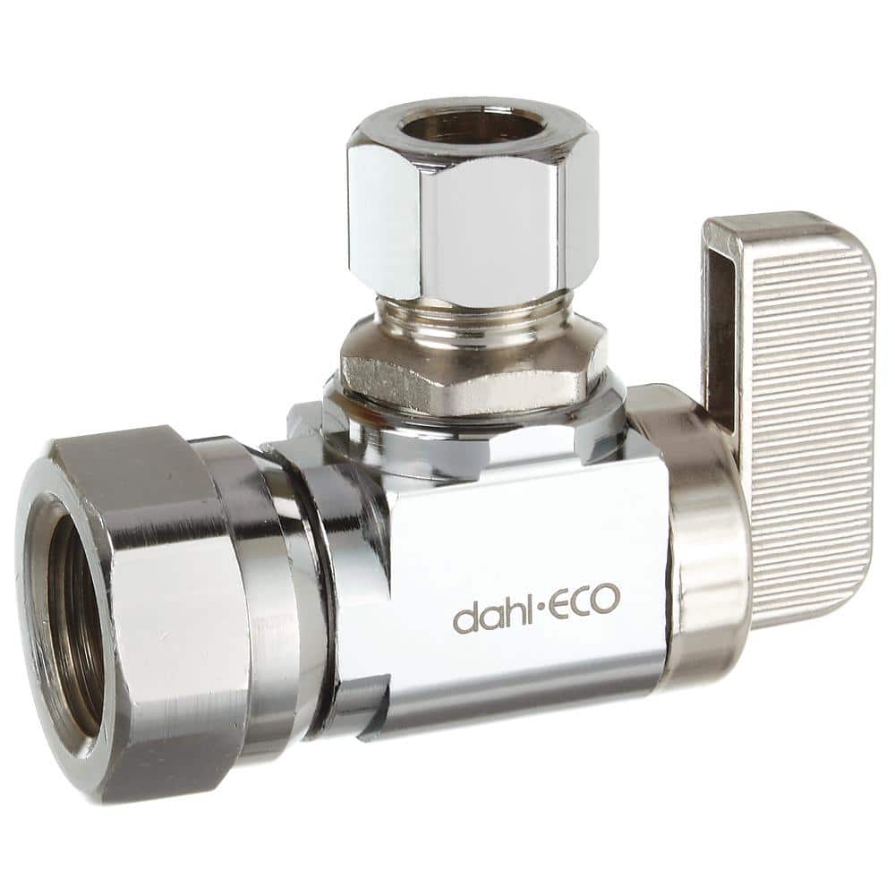 DAHL 3/8 in. FIP x 3/8 in. O.D. Comp, Supply Stop, Angle, Plated, Lead-Free