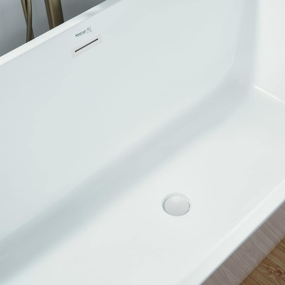 Vanity Art Montpellier 29.5 in. Acrylic Flatbottom Freestanding Soaking Bathtub with Center Drain (4)