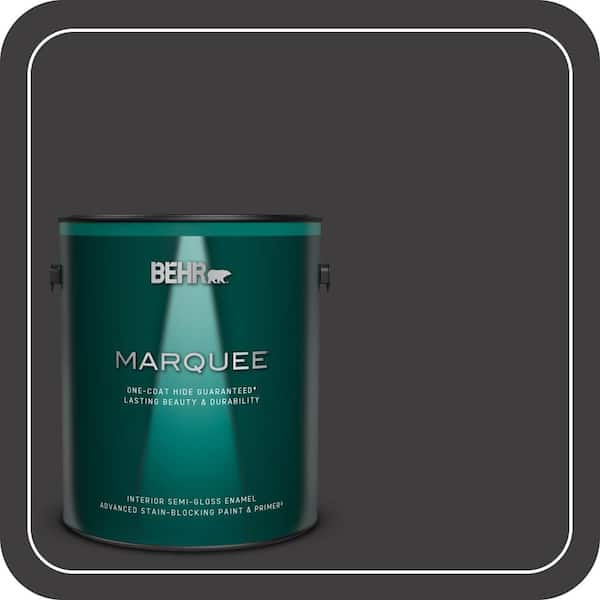 BEHR MARQUEE 1 gal. #T13-3 Black Lacquer Semi-Gloss Enamel Interior Paint & Primer (2)