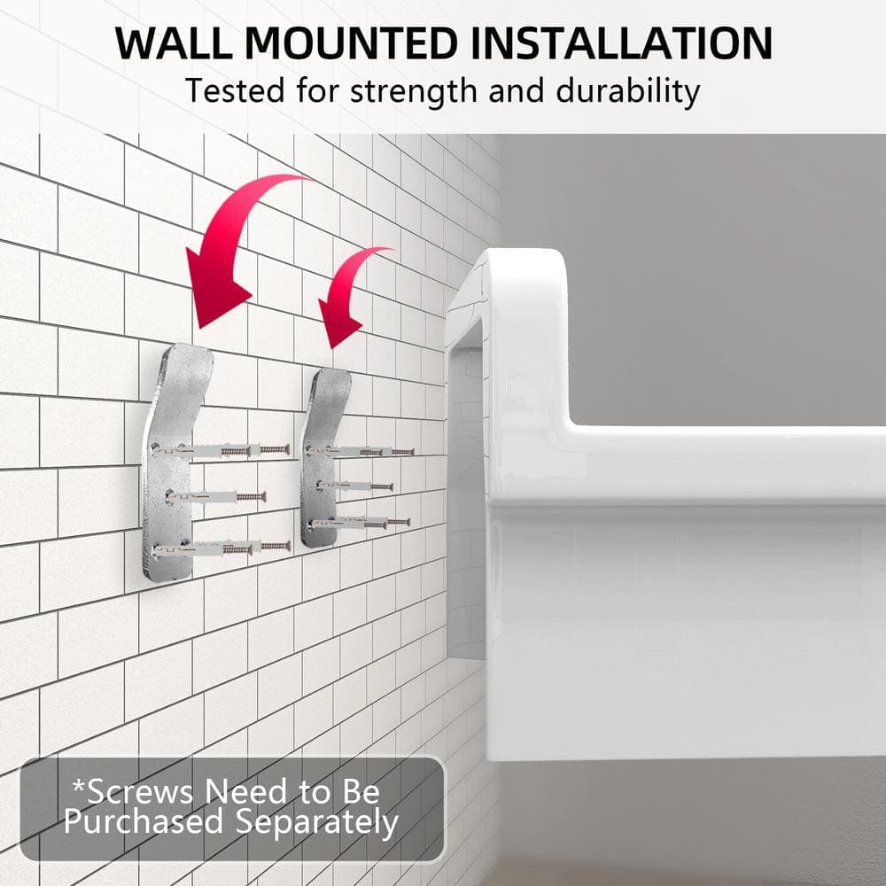 Getpro 24 in. W x 20 in. D Wall Mount Laundry/Utility Sink in White Floating Farmhouse Ceramic Sink with Bracket and Strainer (2)